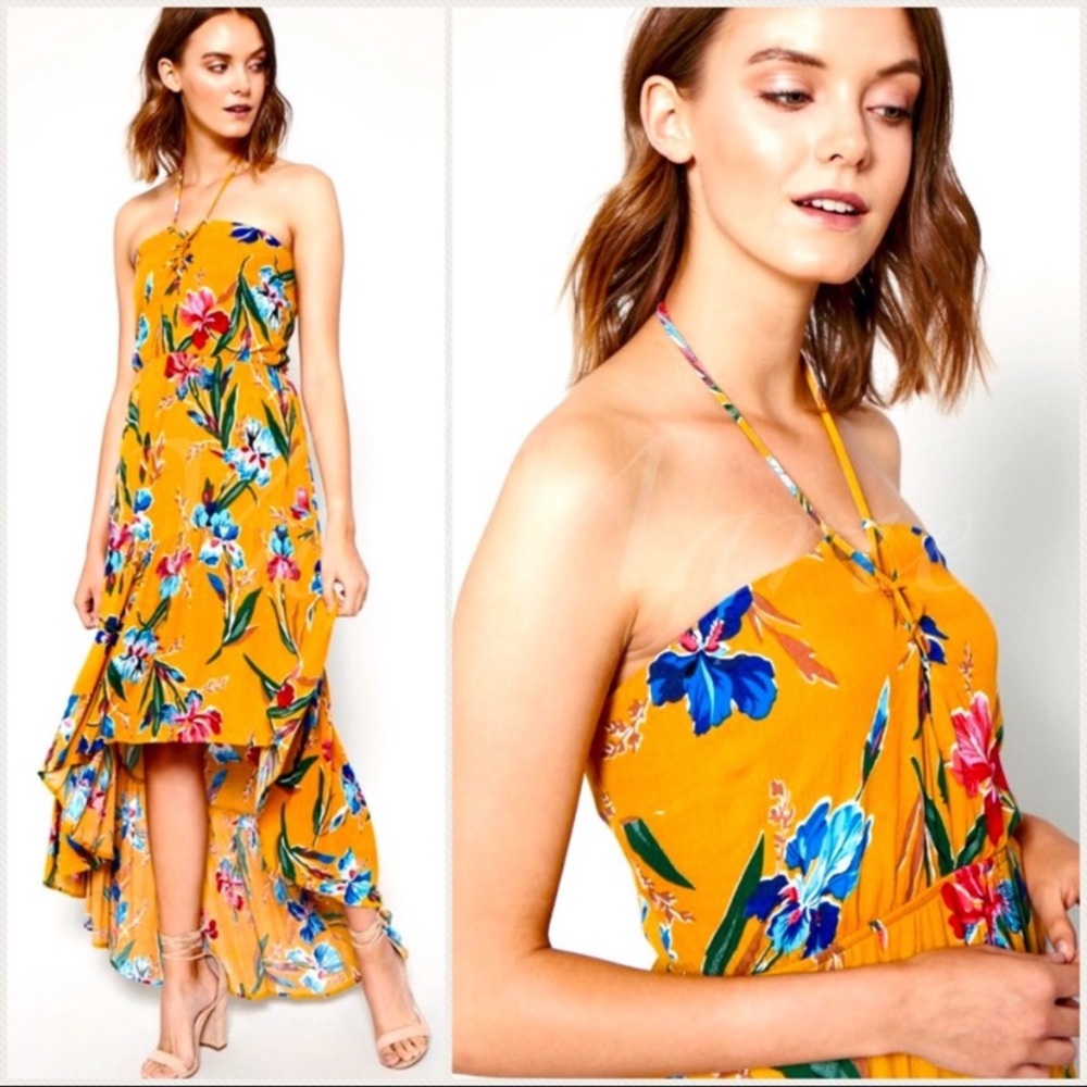 Mustard yellow floral dress